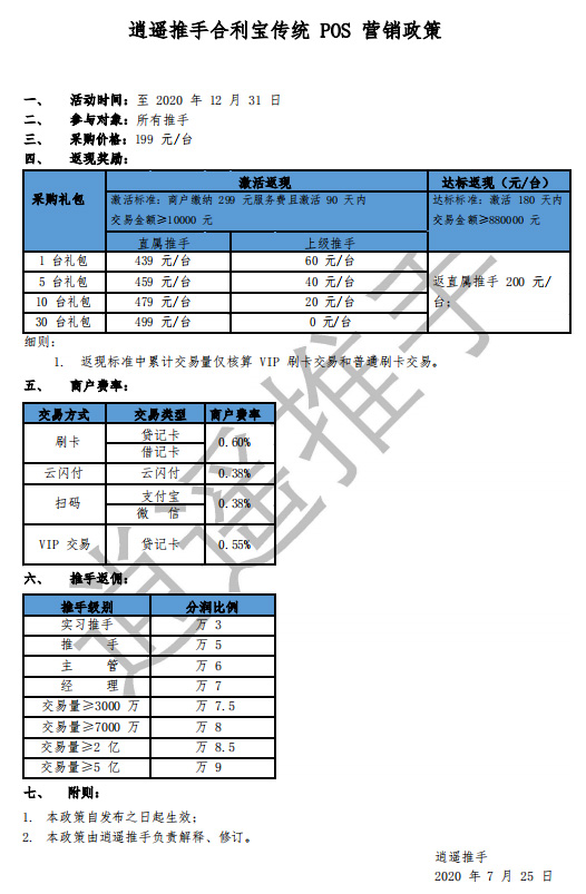 如何代理合利宝POS机？逍遥推手2.0平台1台起代理还包邮